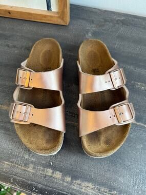 Birkenstock Arizona Big Buckle Rose Gold Kids Girls EU 31 US 2 Sandals EUC